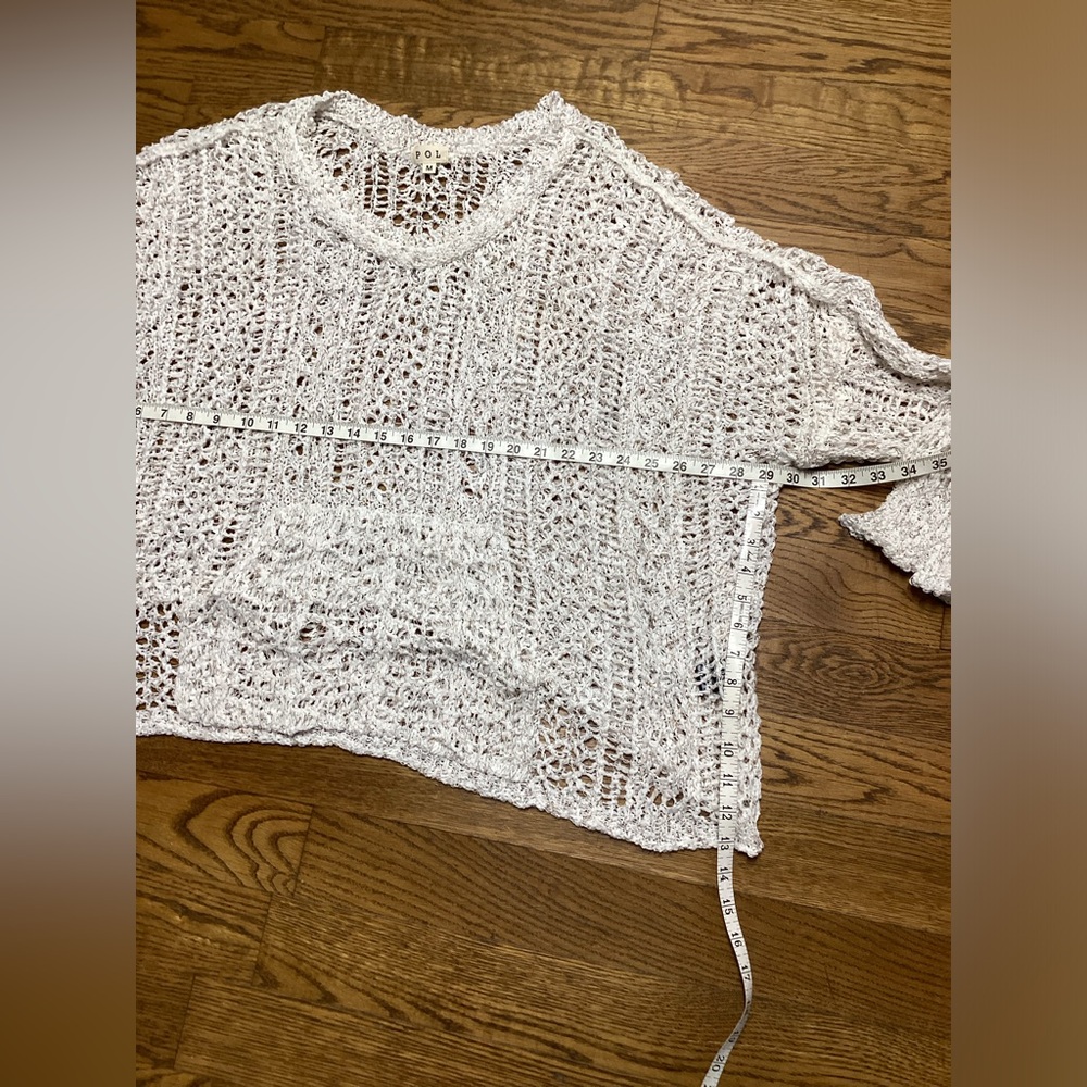 POL open crochet pullover boho coastal sweater Size Medium Cream - Picture 5 of 9